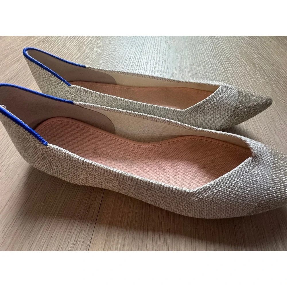 Rothys The‎ Point Diamond Metallic Sparkle Pointed Toe Flats Shoes Womens 10.5